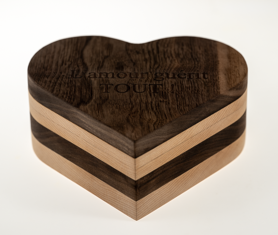 Walnut & Maple Heart Shaped Box