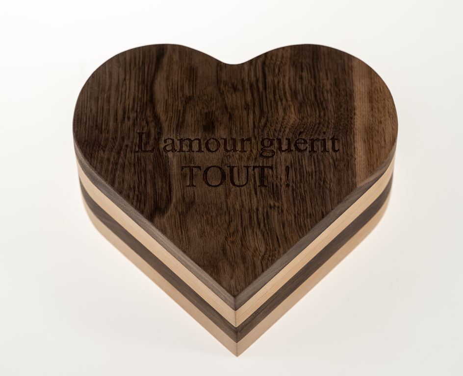Walnut & Maple Heart Shaped Box