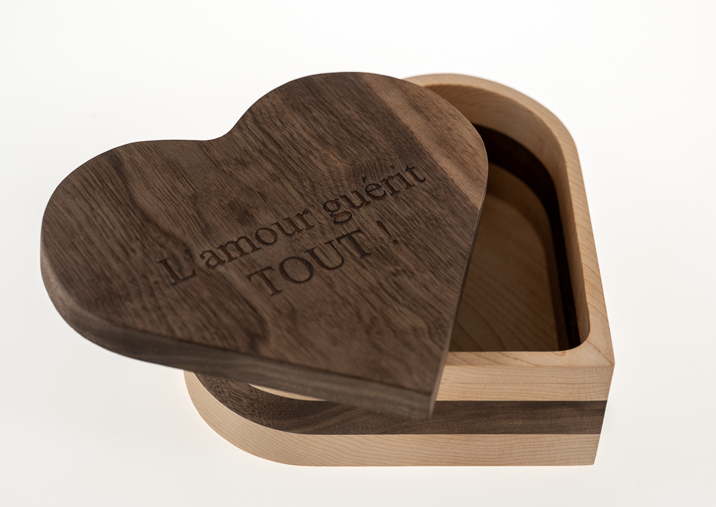 Walnut & Maple Heart Shaped Box