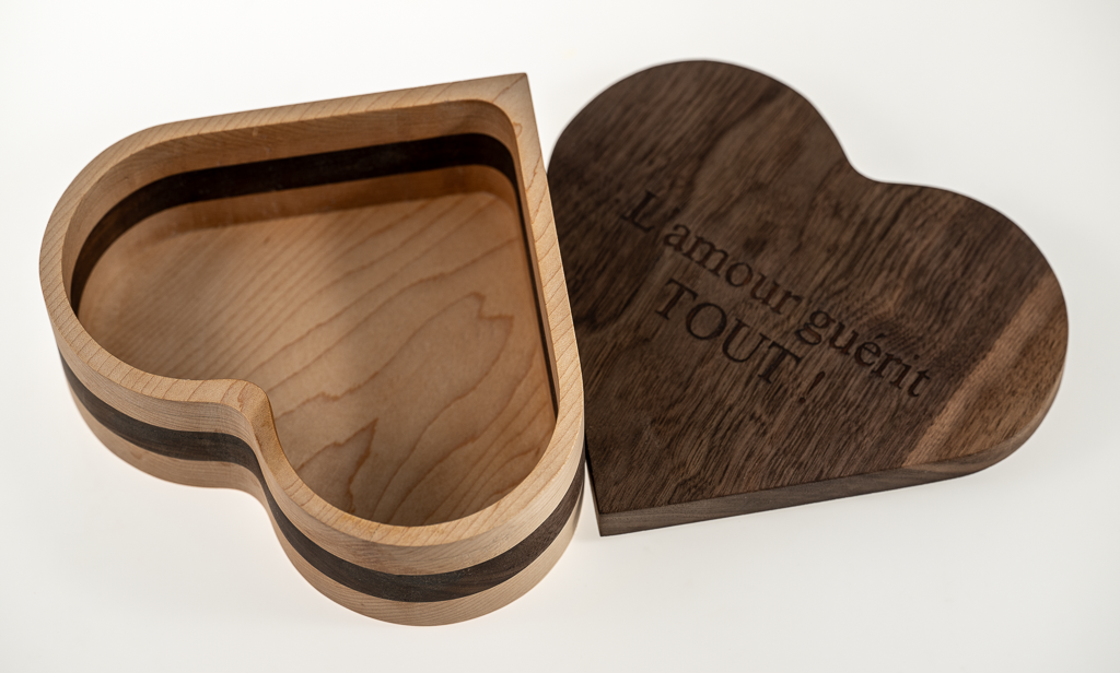Walnut & Maple Heart Shaped Box